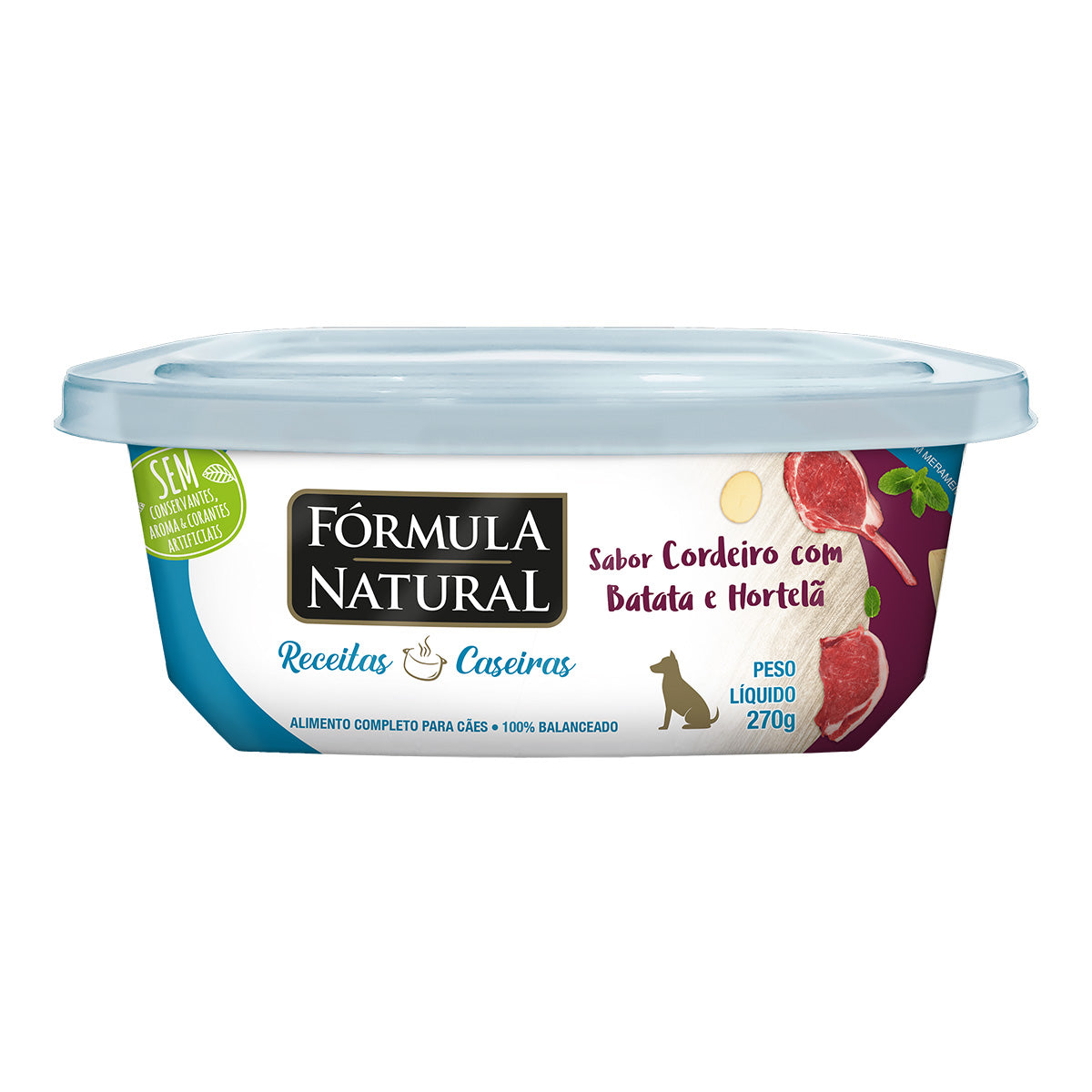 Alimento Úmido Fórmula Natural Receitas Caseiras Cães Adultos Cordeiro com Batata e Hortelã 270g