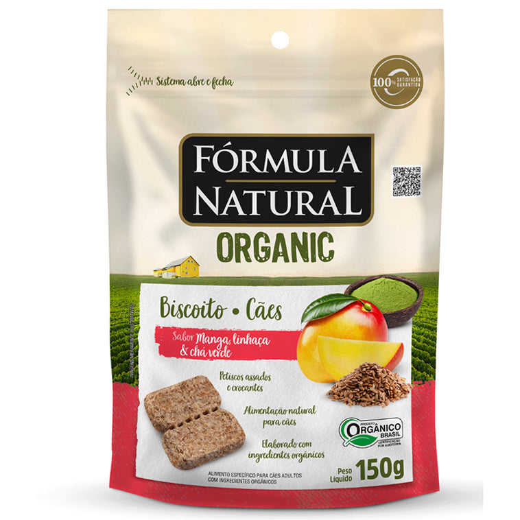 Biscoito Fórmula Natural Organic Cães Adultos Manga, Linhaça e Chá Verde 150g