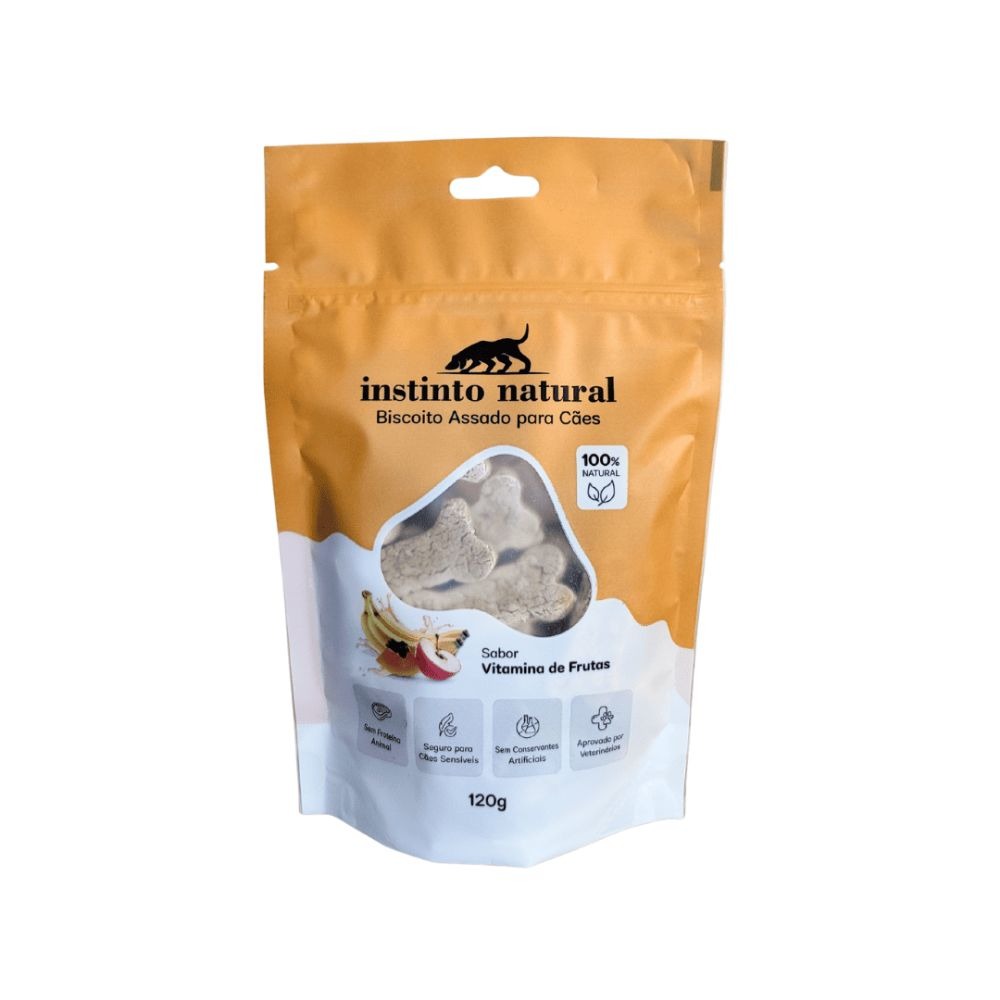 Biscoito Hipoalergênico Instinto Natural Vitamina de Frutas para Cachorros 120g