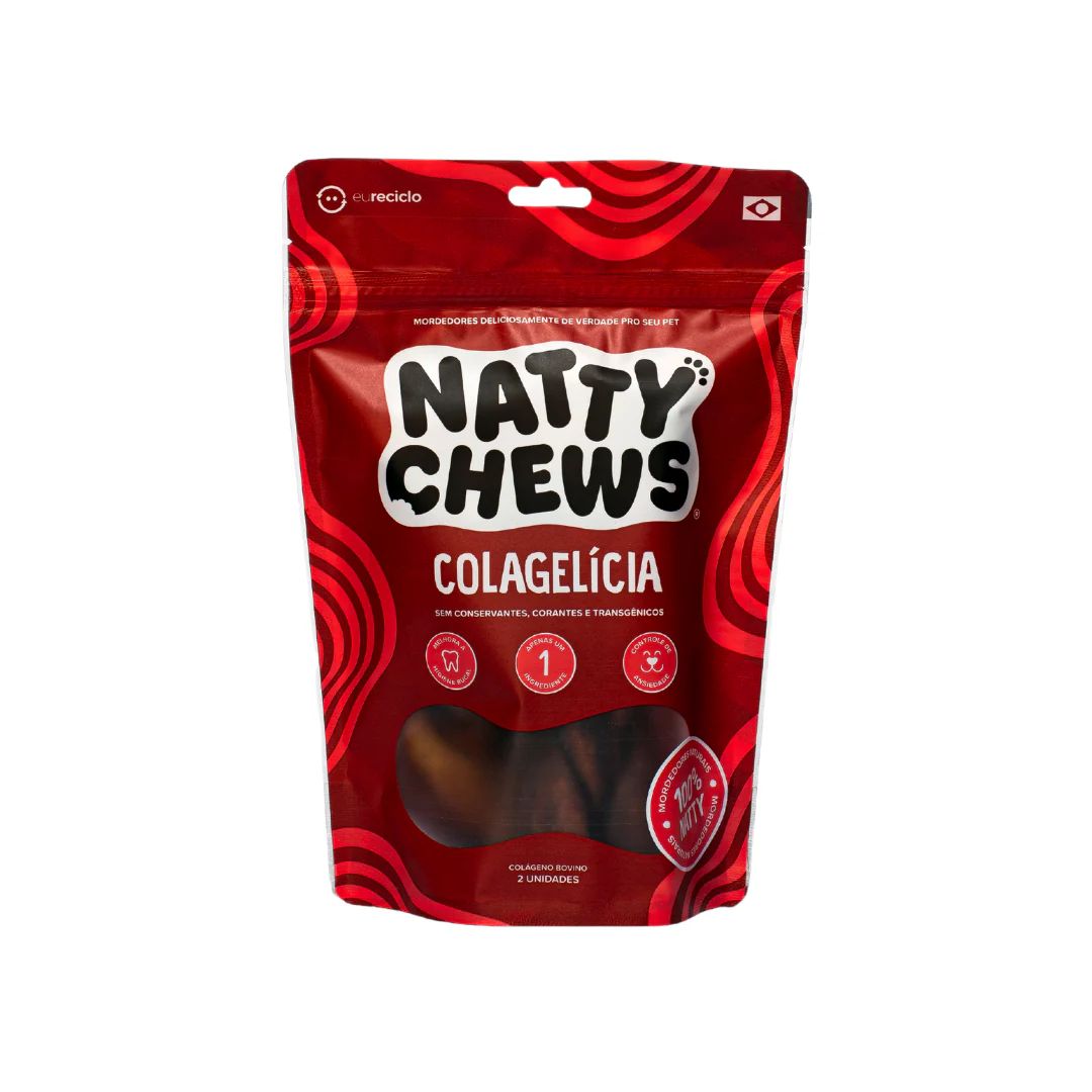 Petisco Colagelícia Natty Chews Colágeno Trançado Bovino Desidratado 2 unidades