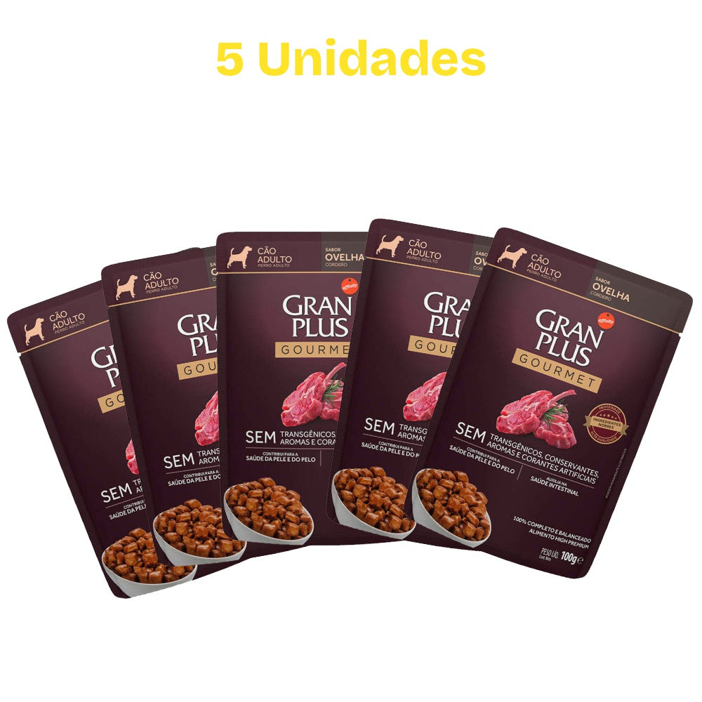 Combo 5 Sachês para Cachorros GranPlus Gourmet Ovelha 100g