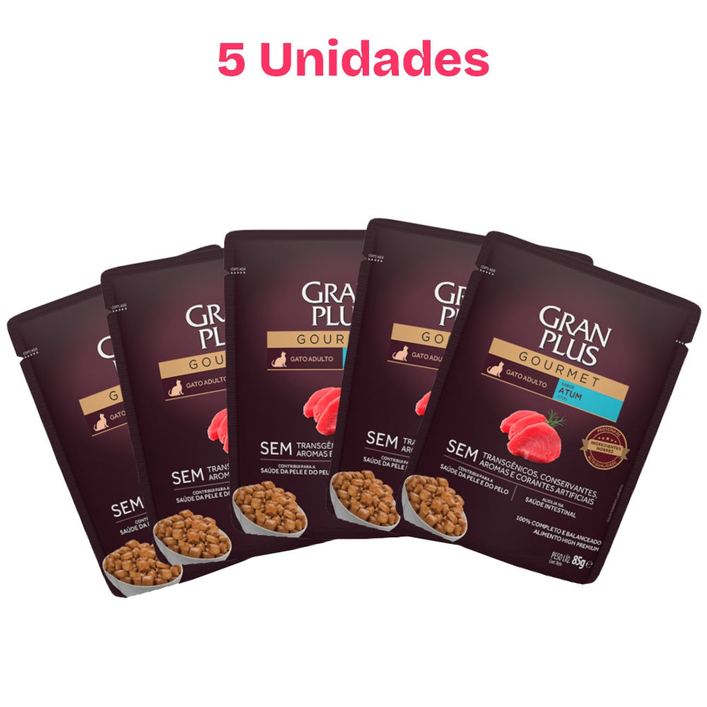 Combo 5 Sachês para Gatos GranPlus Gourmet Atum 85g