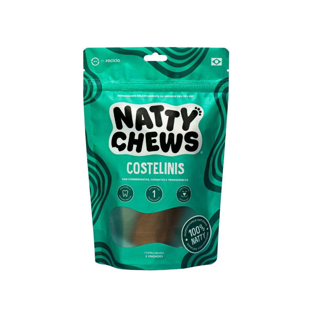 Petisco Costelinis Natty Chews Costela Bovina Desidratada 2 unidades