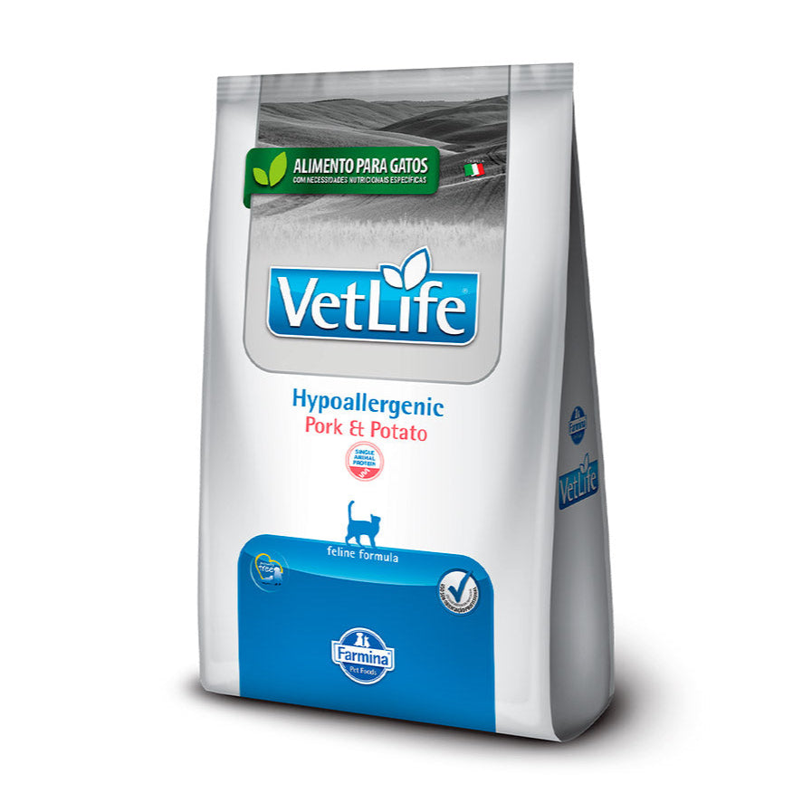 Ração Vet Life Hypoallergenic Pork & Potato Gato 400g