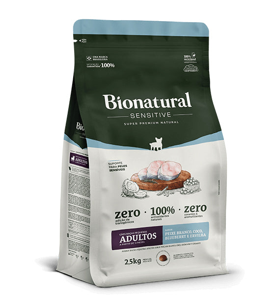 Ração Bionatural Sensitive Cães Adultos Raças Pequenas Peixe Branco 2,5kg