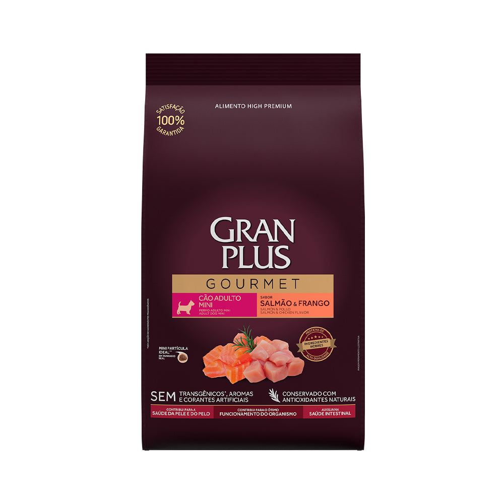 Ração GranPlus Gourmet Cães Adultos Raças Mini Salmão e Frango 1kg