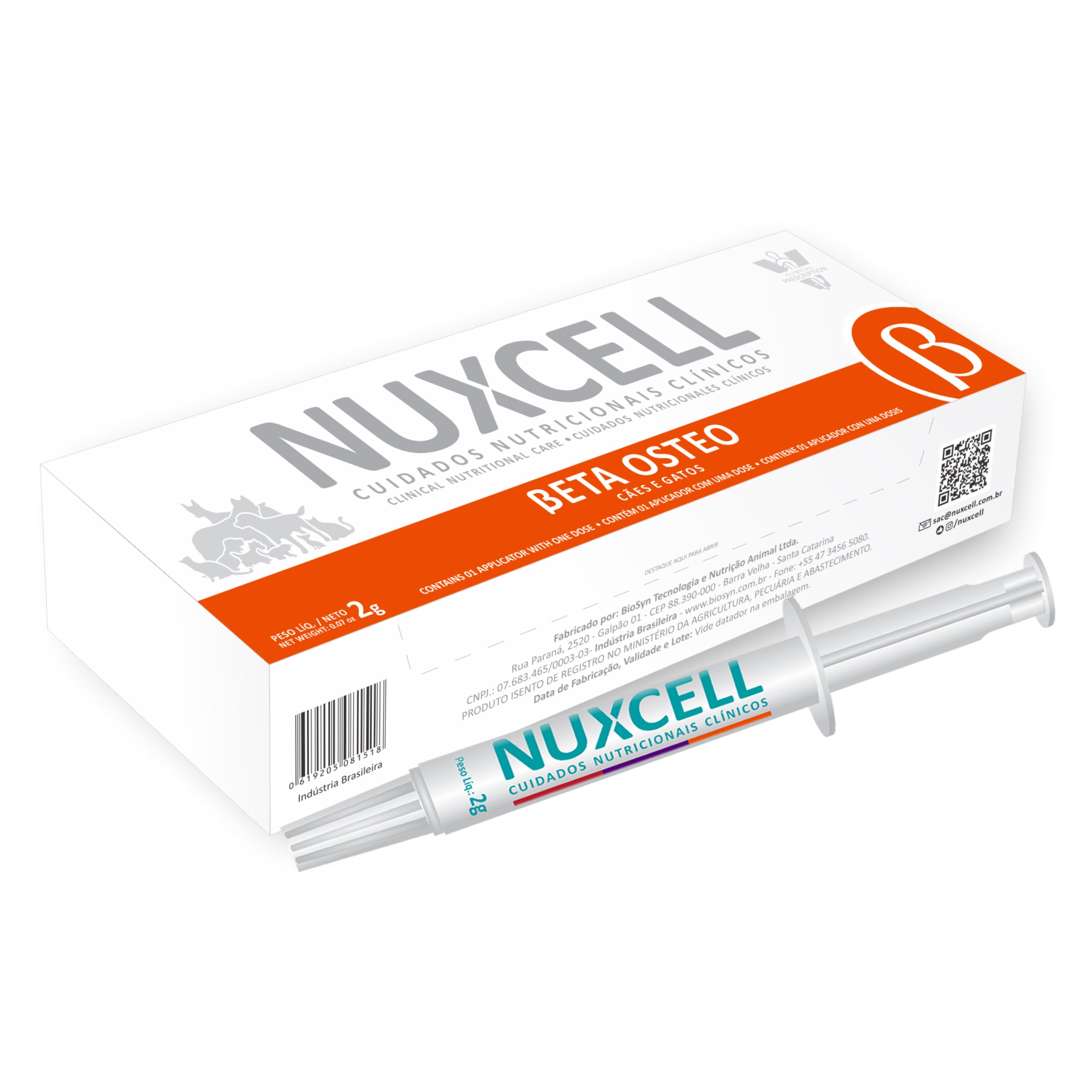 Suplemento Nuxcell Beta Osteo para Cães e Gatos 2g
