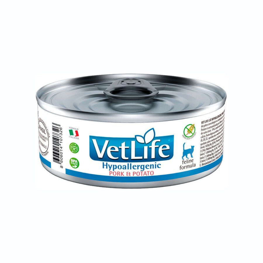 Ração Úmida Vet Life Gato Hypoallergenic Pork & Potato 85g