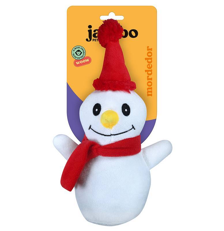 Brinquedo Jambo Mordedor Pelúcia Natal Boneco de Neve