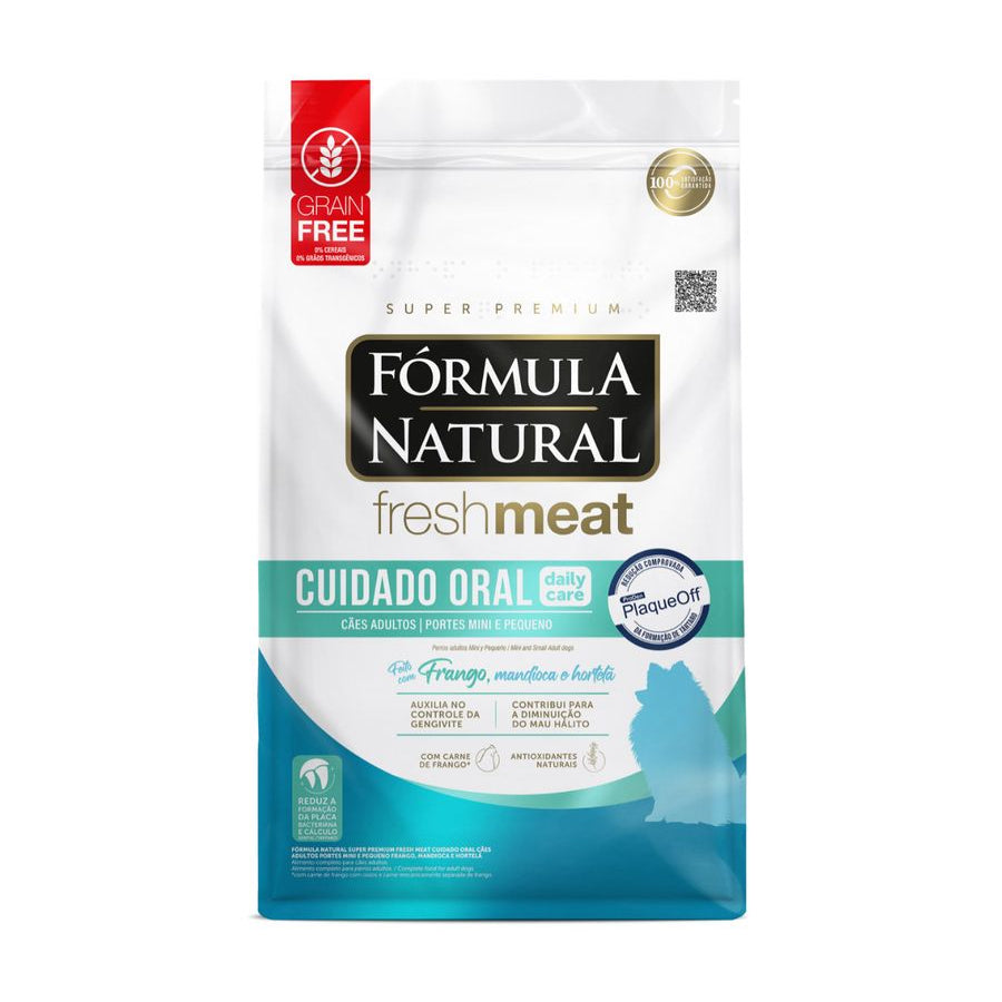 Ração Fórmula Natural Fresh Meat Super Premium Cuidado Oral Cães Adultos Raças Pequenas e Mini Frango, Mandioca e Hortelã 10,1kg