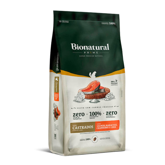 Ração BioNatural Prime Gatos Adultos Castrados Salmão 7,5kg