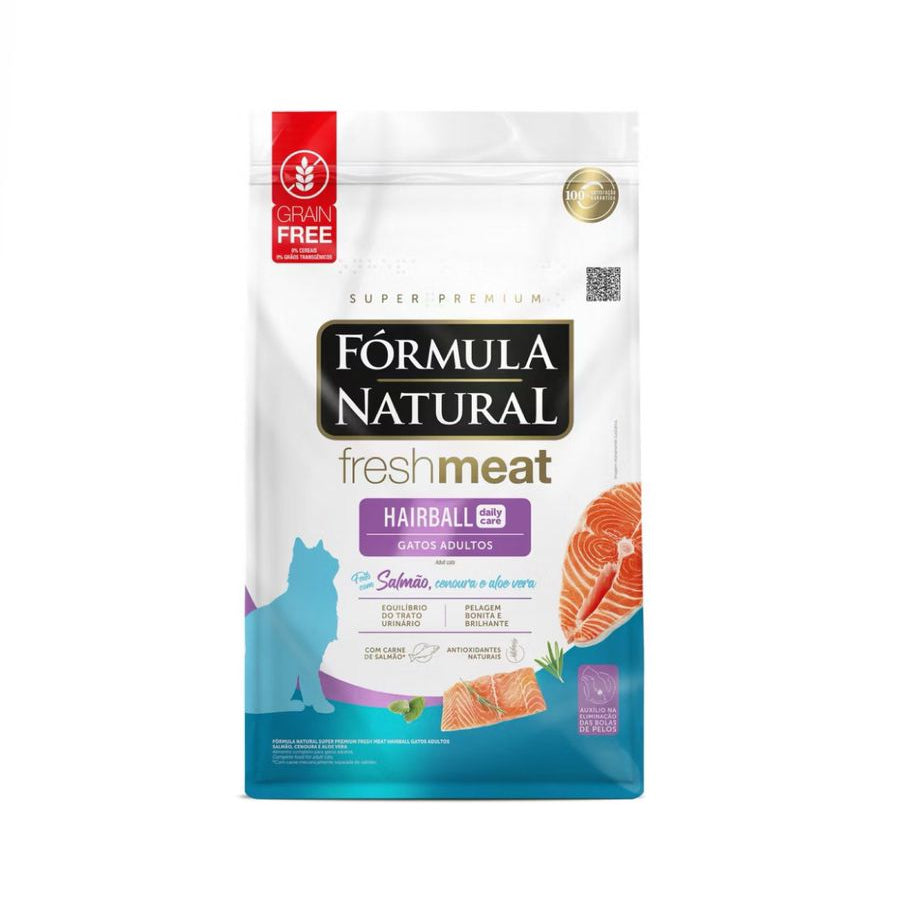 Ração Fórmula Natural Fresh Meat Hairball Gatos Adultos Salmão 7kg