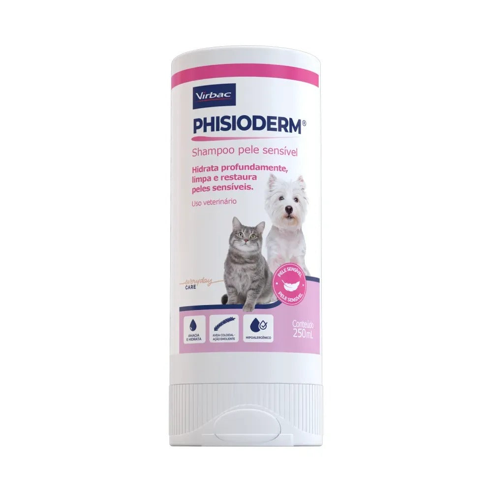 Shampoo Virbac Phisioderm Pele Sensível para Cães e Gatos 250ml