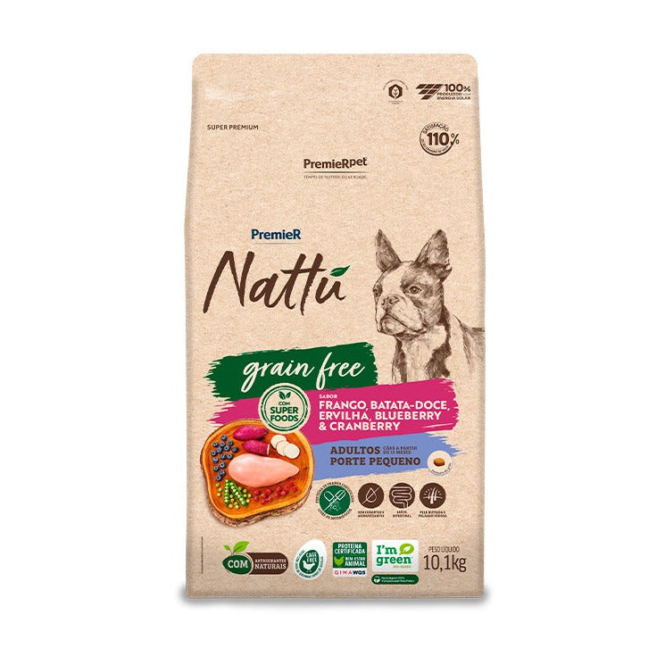 Ração Premier Nattu Grain Free Cães Adultos Porte Pequeno Frango 10,1kg