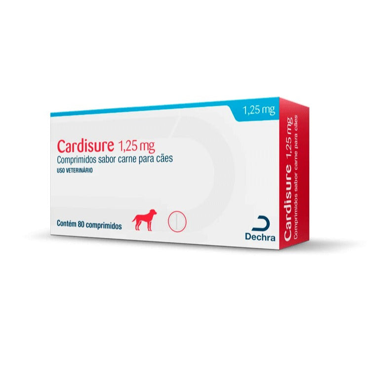 Medicamento Cardisure para Cães 1,25mg Sabor Carne 80 comprimidos