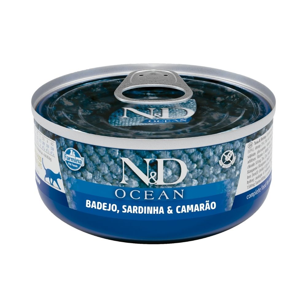 Alimento Úmido N&D Gato Ocean Badejo, Sardinha e Camarão 70g