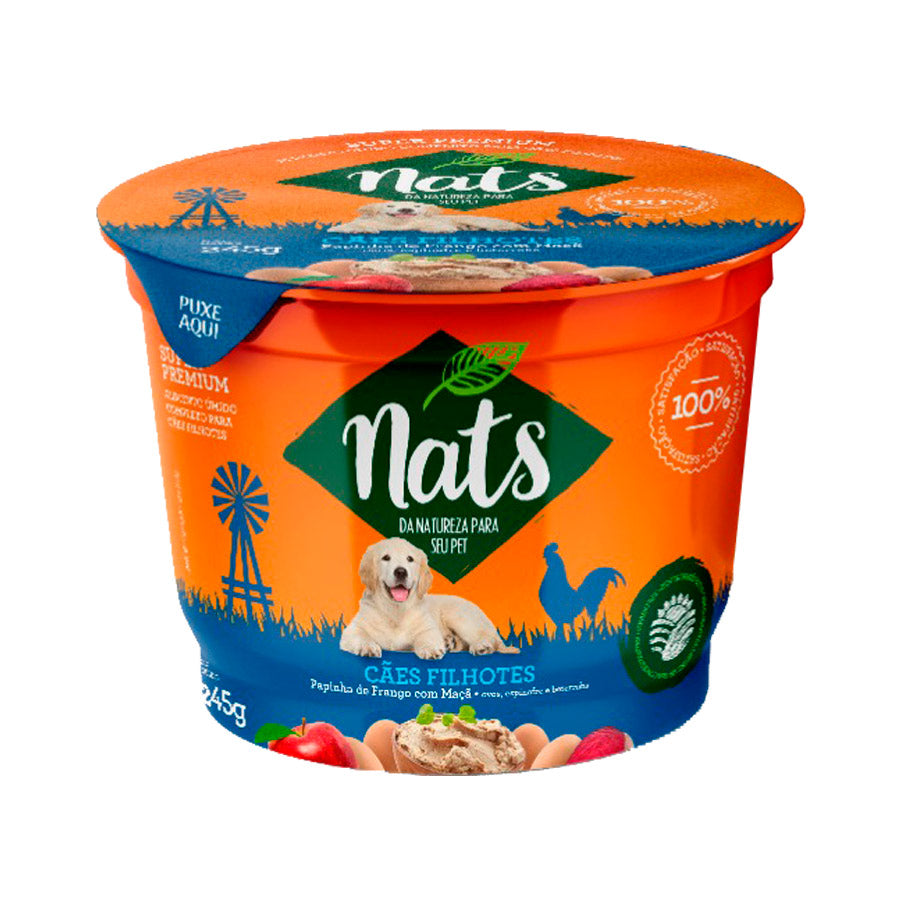 Ração Úmida Nats para Cães Filhotes Papinha Frango e Maçã 245g