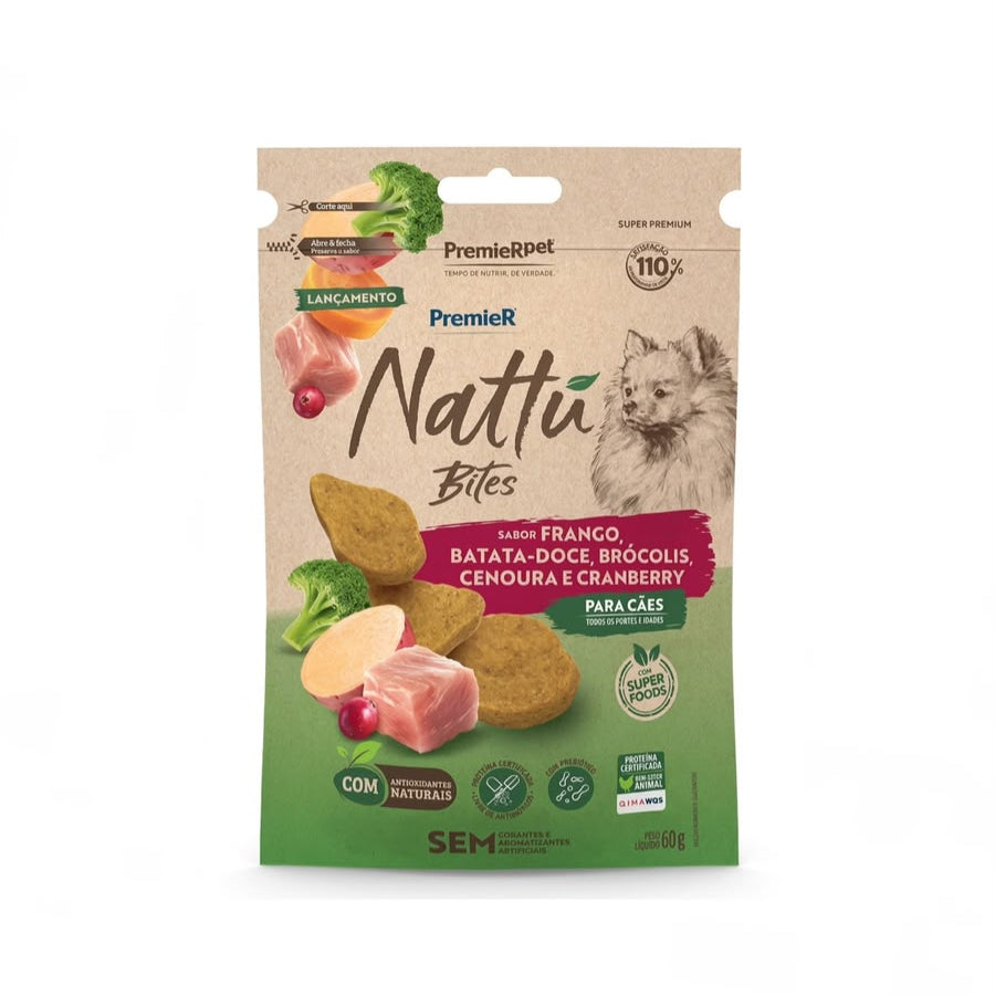 Petisco para Cachorro Nattu Bites Fresh Mini Premier Frango 120g