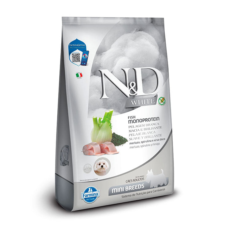 Ração N&D White Cães Adultos Mini Merluza 7kg