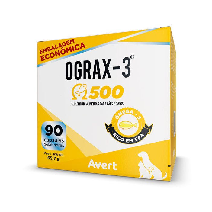 Suplemento para Cães e Gatos Avert Ograx-3 500mg 90 cápsulas