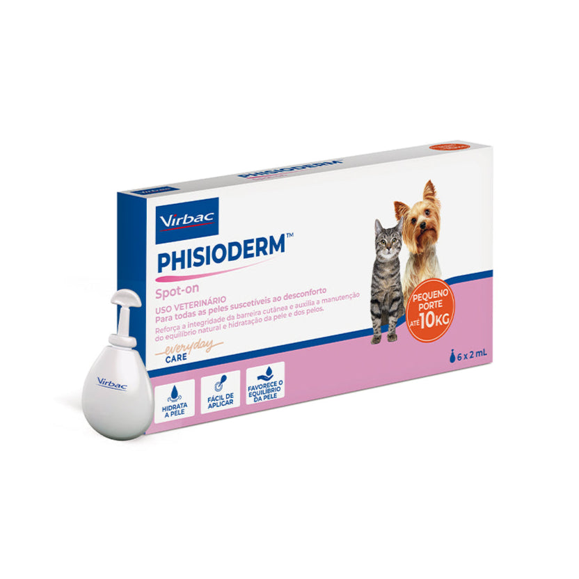 Hidratante Phisioderm Spot On Virbac para Cachorros e Gatos até 10kg 2ml