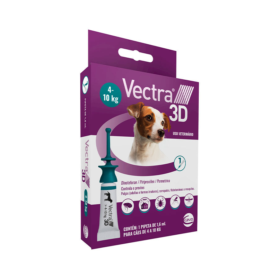 Antipulgas e Carrapatos Vectra 3D para Cachorros de 4 a 10kg 3 pipetas