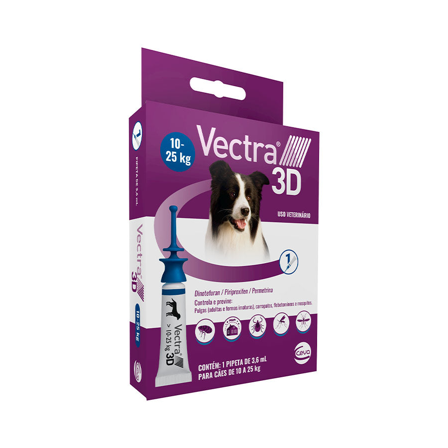 Antipulgas e Carrapatos Vectra 3D para Cachorros de 10 a 25kg 3 pipetas