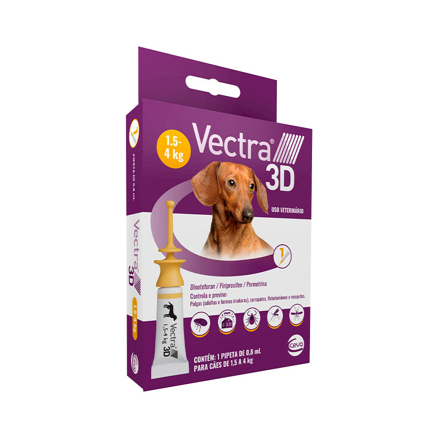 Antipulgas e Carrapatos Vectra 3D para Cachorros de 1,5 a 4kg 3 pipetas