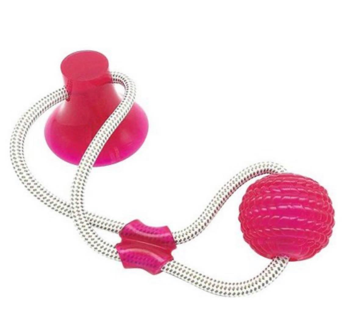 Brinquedo Mordedor Suction Ball Jambo Rosa para Cães