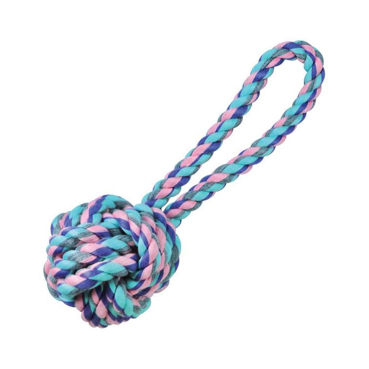 Brinquedo para Cachorro Jambo Bola de Corda com Alça Pastel Grande