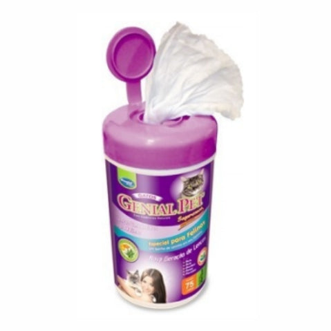 Lenços Umedecidos Genial Pet Gatos 75 Unidades