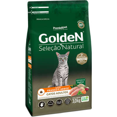 Ração Golden Seleção Natural Gatos Adultos 3kg