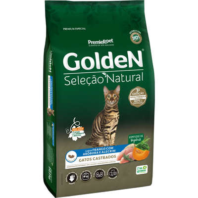 Ração Golden Seleção Natural Gatos Castrados Abóbora 1kg