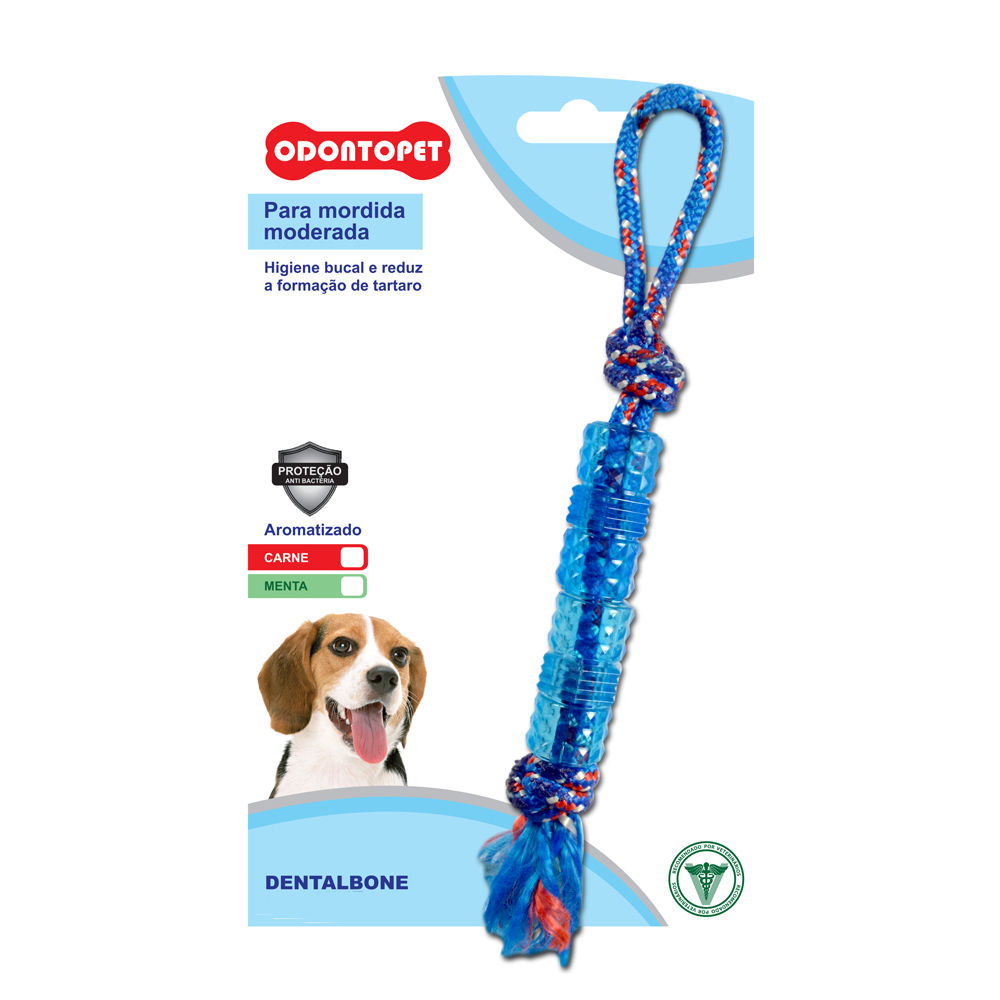 Brinquedo Odontopet Dentalbone Tubo com Corda Cães até 15kg