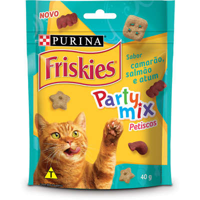 Petisco Friskies Party Mix Camarão, Salmão e Atum 40g