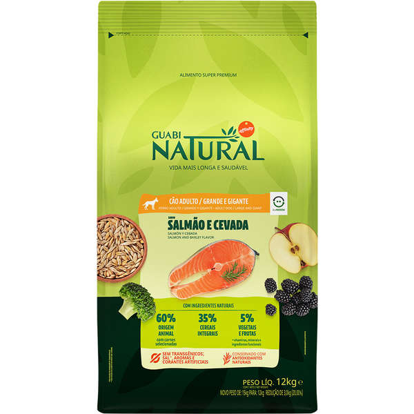 Ração Guabi Natural Cão Adulto Raças Grande e Gigante Salmão e Cevada 12kg