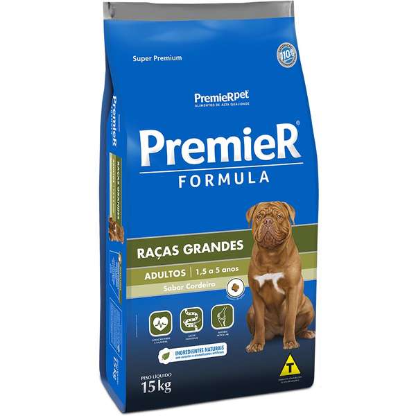 Ração Premier Fórmula Cão Adulto Raças Grandes Cordeiro 15kg
