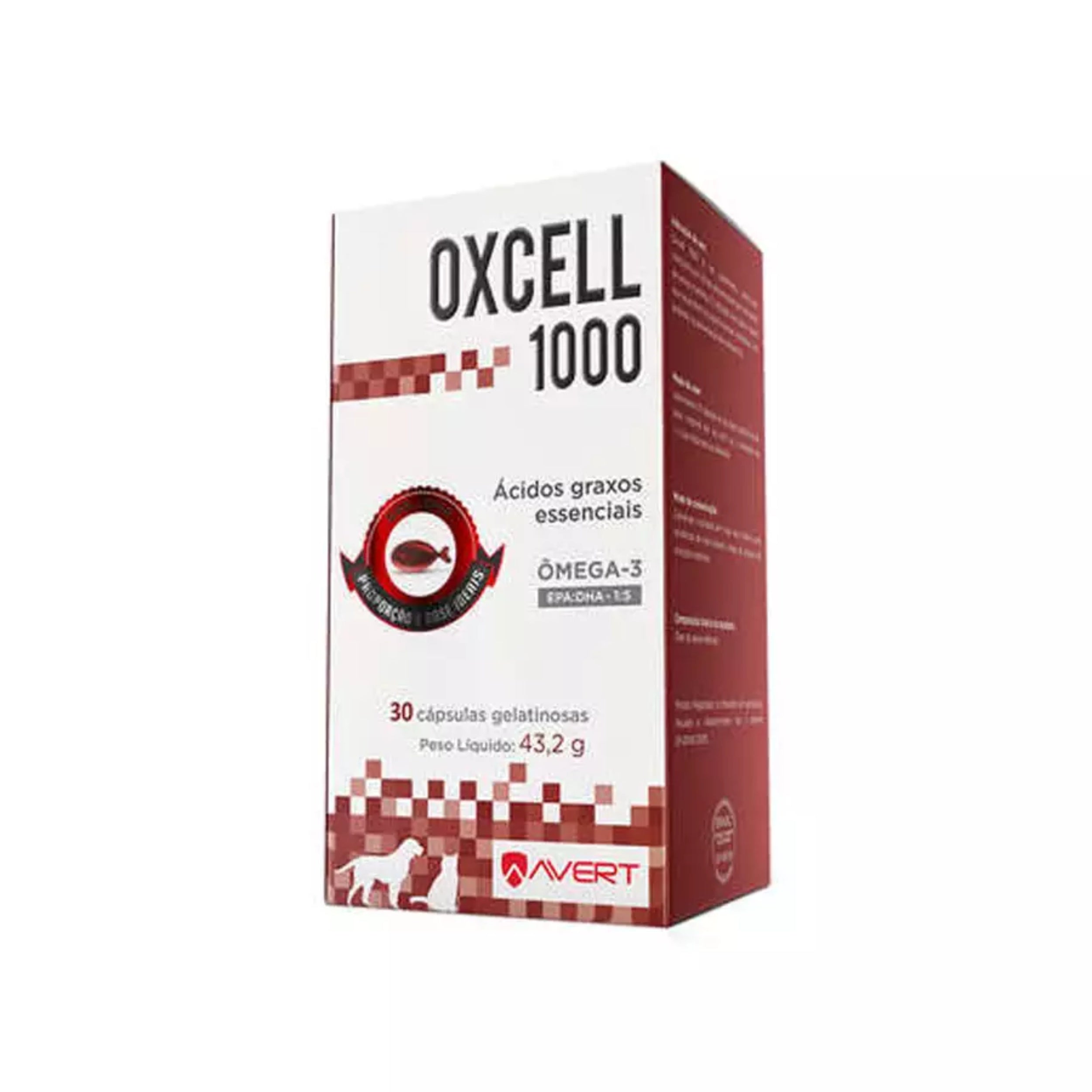 Suplemento Oxcell 1000 para Cães e Gatos 30 cápsulas