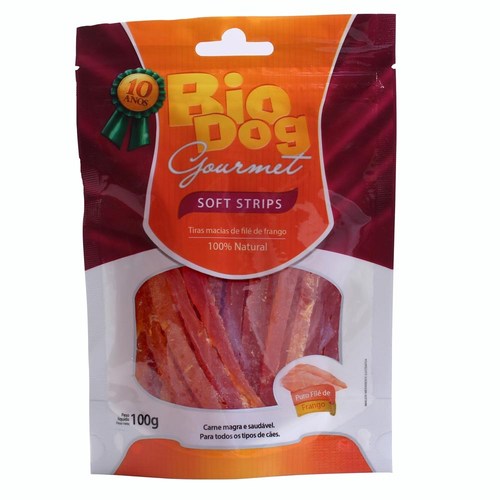 Petisco BioDog Gourmet Soft Strips 100g