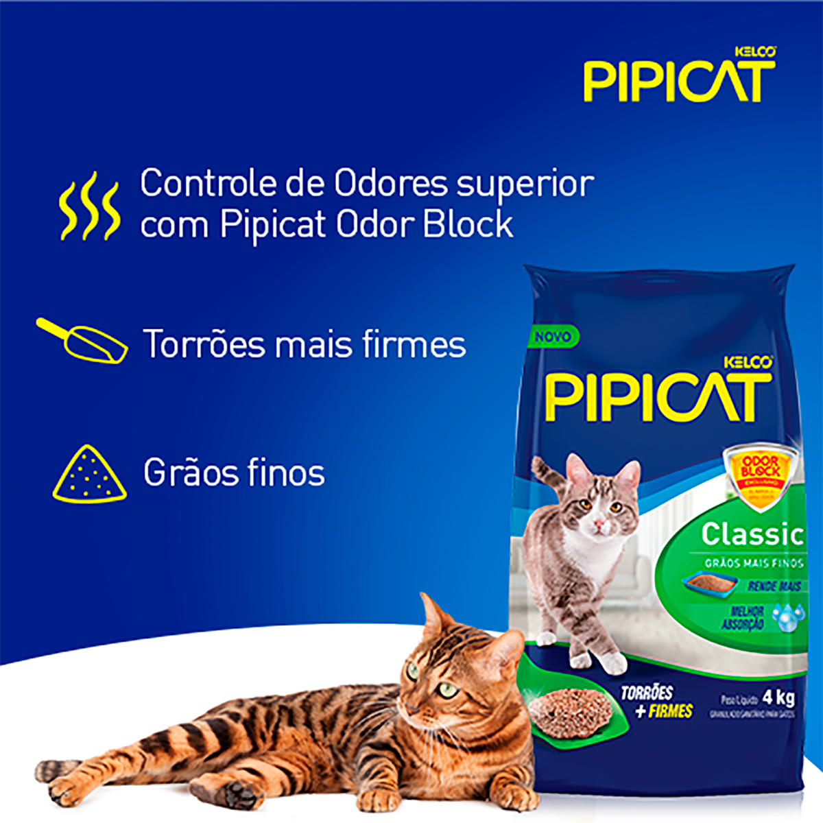 Areia Higiênica Pipicat Classic 4kg