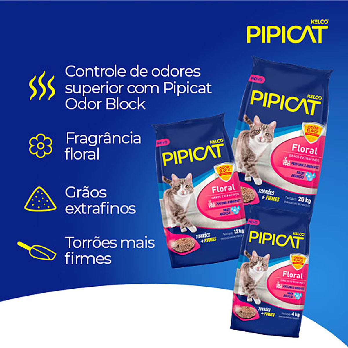 Areia Higiênica Pipicat Perfumado Floral 4kg