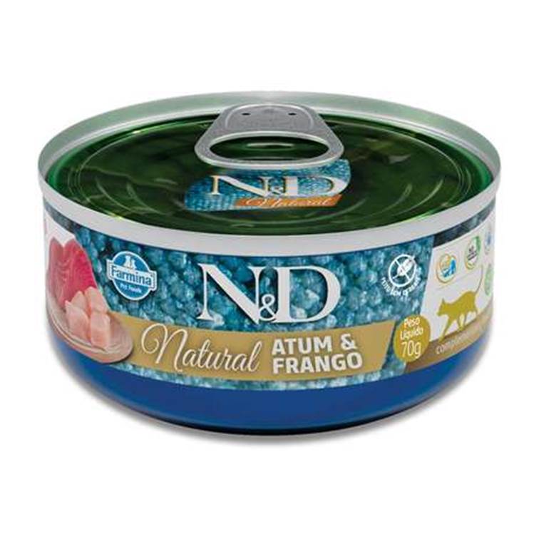 Alimento Úmido N&D Natural Gato Atum e Frango Lata 70g