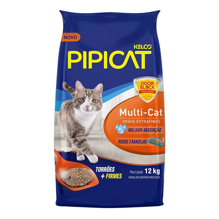 Areia Higiênica Pipicat Multicat 12kg