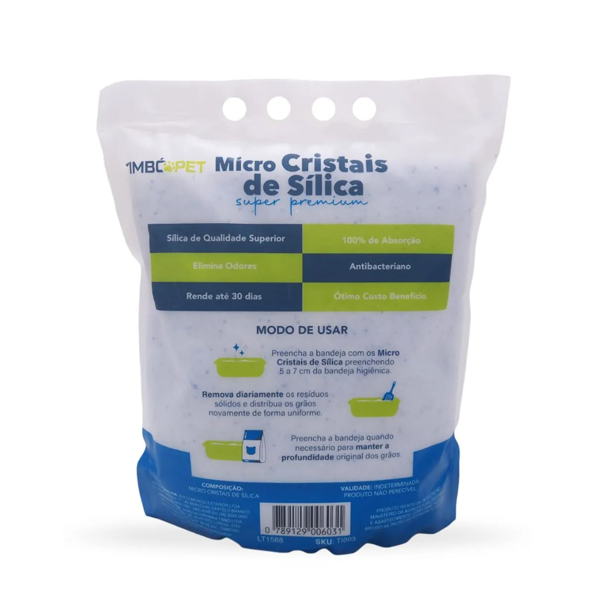 Areia Higiênica TimbóPet Micro Cristais Sílica Super Premium para Gatos 1,6kg