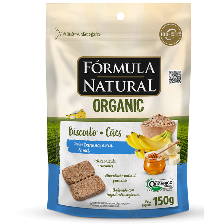 Biscoito Fórmula Natural Organic Cães Adultos Banana, Aveia e Mel 150g