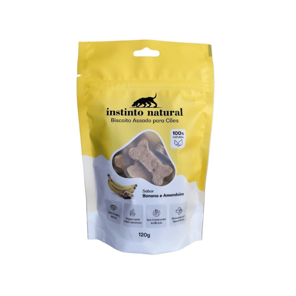 Biscoito Hipoalergênico Instinto Natural Banana & Amendoim para Cachorros 120g