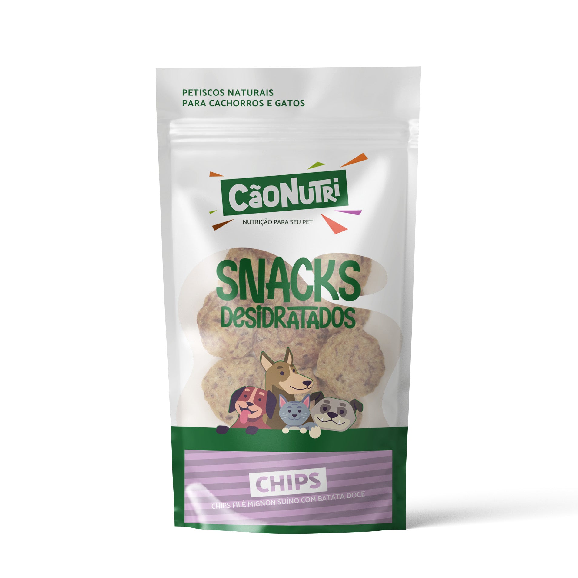 Petisco Natural Cão Nutri Chips Desidratados Filé Mignon Suíno com Batata Doce 60g
