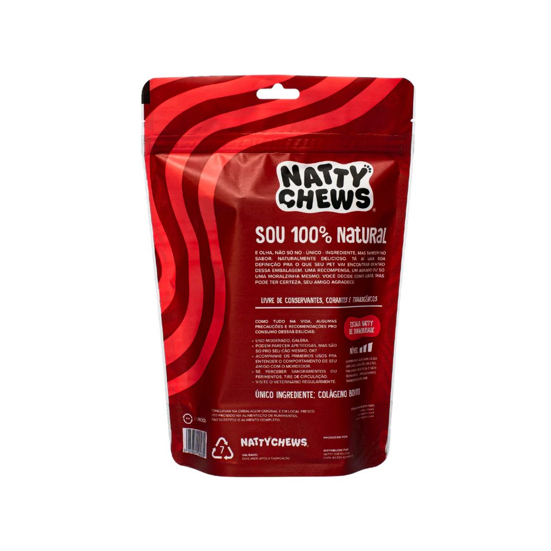 Petisco Colagelícia Natty Chews Colágeno Trançado Bovino Desidratado 2 unidades