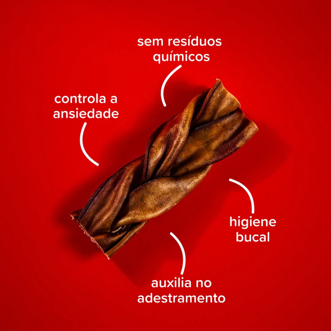 Petisco Colagelícia Natty Chews Colágeno Trançado Bovino Desidratado 2 unidades