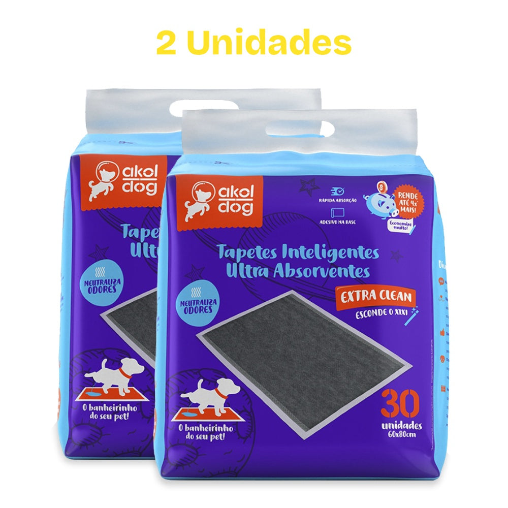 Combo 2 Tapetes Akol Dog Preto 60x80cm 30 Unidades